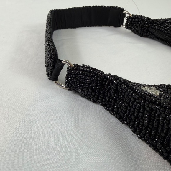 New Handcrafted Black Beaded Crescent Moon Star Purse Bag Handcrafted India NWT - Picture 8 of 11